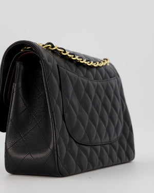 Chanel Black Jumbo Classic Double Flap Bag in Caviar Leather with Gold Hardware