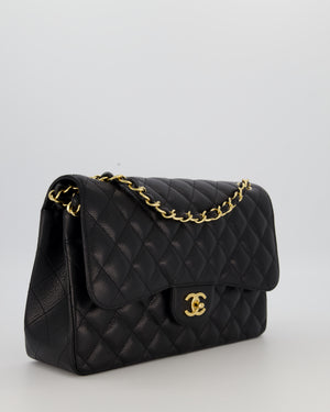 Chanel Black Jumbo Classic Double Flap Bag in Caviar Leather with Gold Hardware