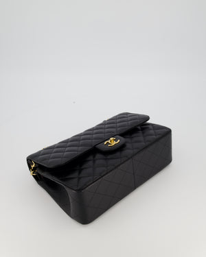 Chanel Black Jumbo Classic Double Flap Bag in Caviar Leather with Gold Hardware