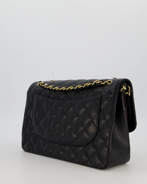 Chanel Black Jumbo Classic Double Flap Bag in Caviar Leather with Gold Hardware