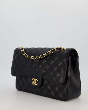 Chanel Black Jumbo Classic Double Flap Bag in Caviar Leather with Gold Hardware