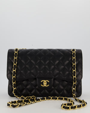 Chanel Black Jumbo Classic Double Flap Bag in Caviar Leather with Gold Hardware