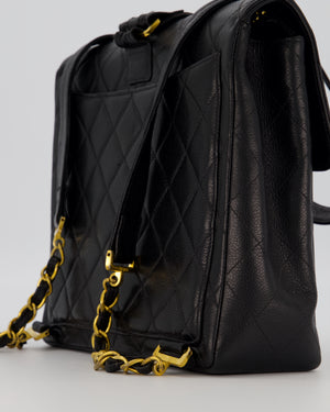 Chanel Black Vintage Quilted Caviar Leather Backpack with 24K Gold Hardware