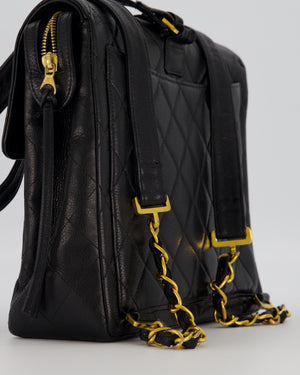 Chanel Black Vintage Quilted Caviar Leather Backpack with 24K Gold Hardware
