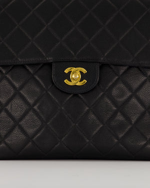 Chanel Black Vintage Quilted Caviar Leather Backpack with 24K Gold Hardware