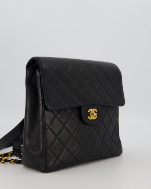 Chanel Black Vintage Quilted Caviar Leather Backpack with 24K Gold Hardware