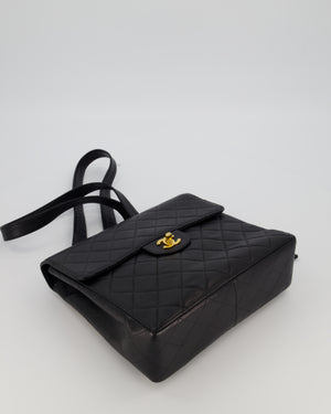 Chanel Black Vintage Quilted Caviar Leather Backpack with 24K Gold Hardware
