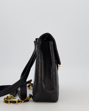 Chanel Black Vintage Quilted Caviar Leather Backpack with 24K Gold Hardware