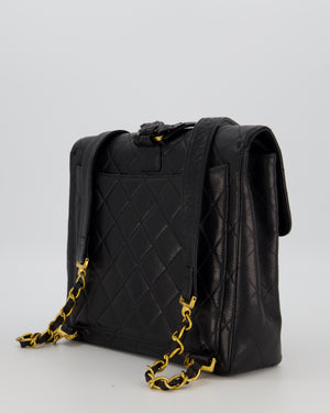 Chanel Black Vintage Quilted Caviar Leather Backpack with 24K Gold Hardware