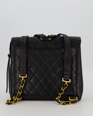 Chanel Black Vintage Quilted Caviar Leather Backpack with 24K Gold Hardware