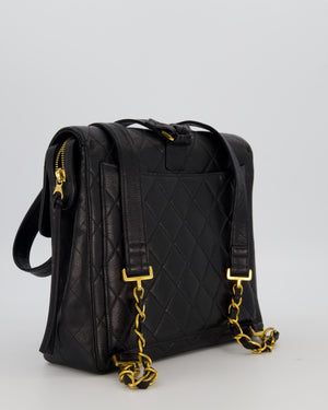 Chanel Black Vintage Quilted Caviar Leather Backpack with 24K Gold Hardware