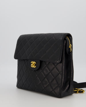 Chanel Black Vintage Quilted Caviar Leather Backpack with 24K Gold Hardware
