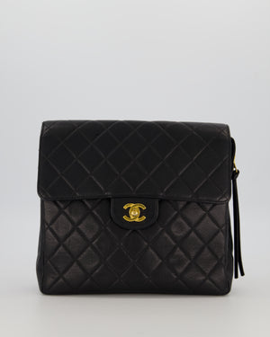 Chanel Black Vintage Quilted Caviar Leather Backpack with 24K Gold Hardware