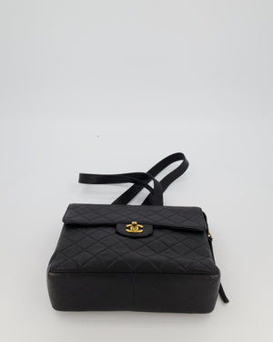 Chanel Black Vintage Quilted Caviar Leather Backpack with 24K Gold Hardware