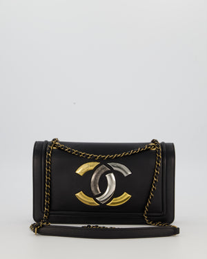 Chanel Black CC Antico Flap Bag In Lambskin With Mixed Hardware