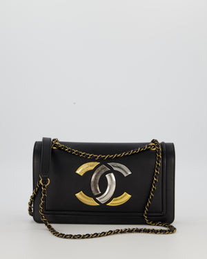Chanel Black CC Antico Flap Bag In Lambskin With Mixed Hardware