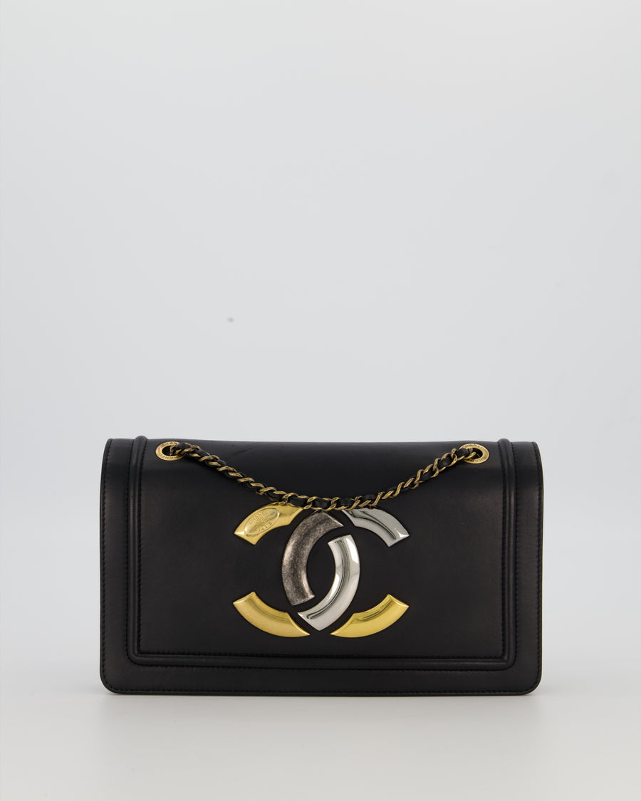 Chanel Black CC Antico Flap Bag In Lambskin With Mixed Hardware