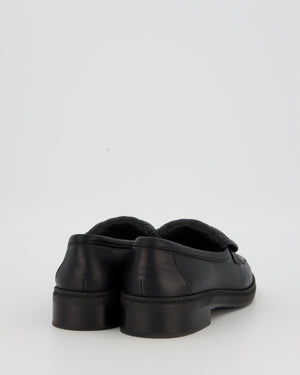 Chanel Black Lambskin Leather Loafers with Black CC Logo and Quilted Detail Size EU 37.5