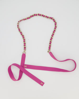 Chanel Purple Chain Leather Tie Belt with Gold Hardware 150cm