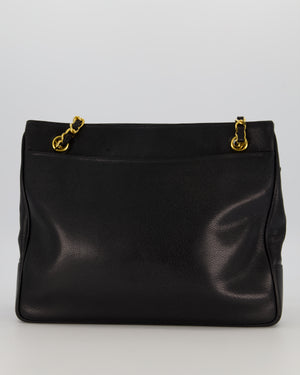 Chanel CC Black Vintage Lambskin Leather Front Pocket Tote Bag with Gold Hardware