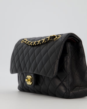 Chanel Black Medium Classic Double Flap Bag in Lambskin Leather with Gold Hardware