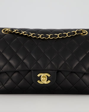Chanel Black Medium Classic Double Flap Bag in Lambskin Leather with Gold Hardware