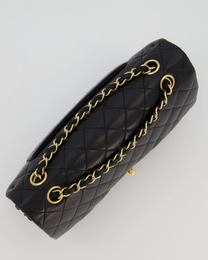 Chanel Black Medium Classic Double Flap Bag in Lambskin Leather with Gold Hardware