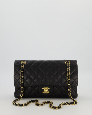 Chanel Black Medium Classic Double Flap Bag in Lambskin Leather with Gold Hardware