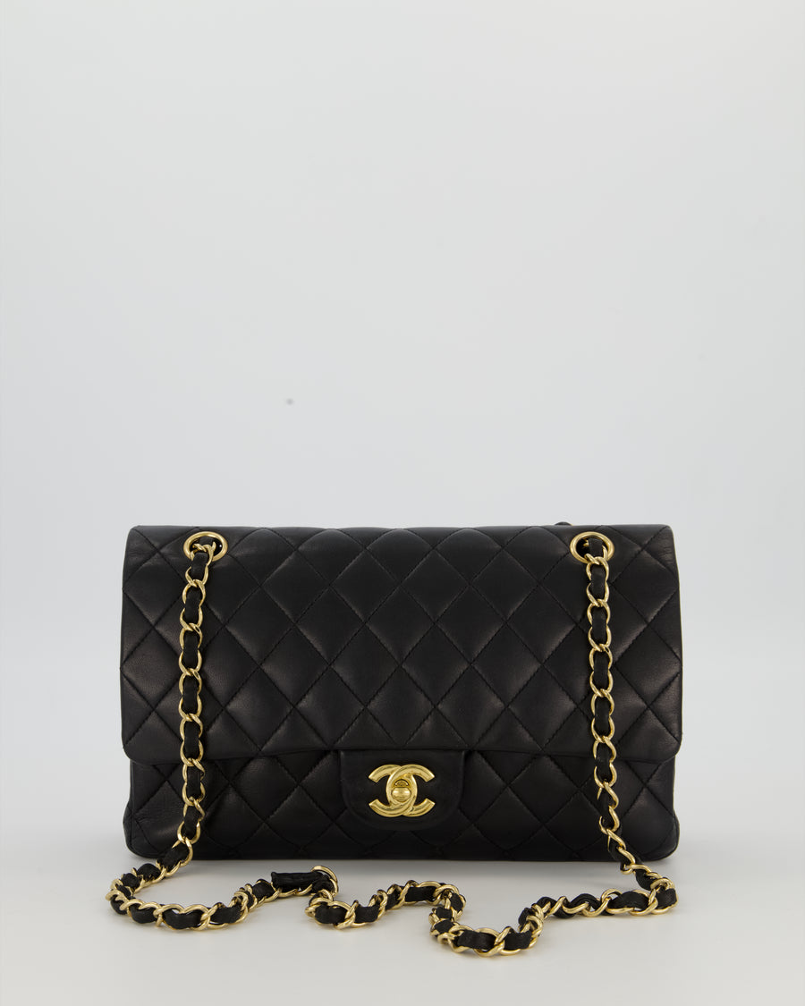 Chanel Black Medium Classic Double Flap Bag in Lambskin Leather with Gold Hardware
