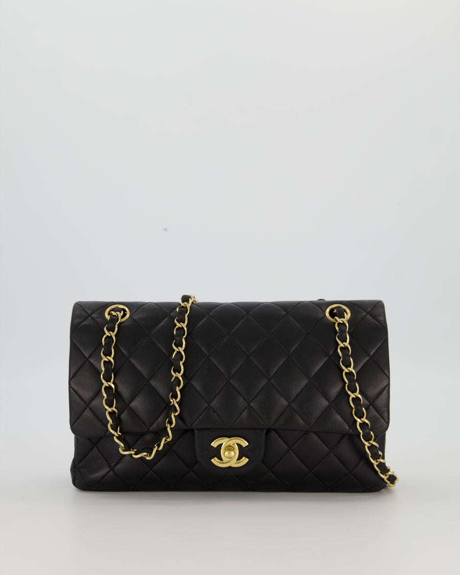 Chanel Black Medium Classic Double Flap Bag in Lambskin Leather with Gold Hardware