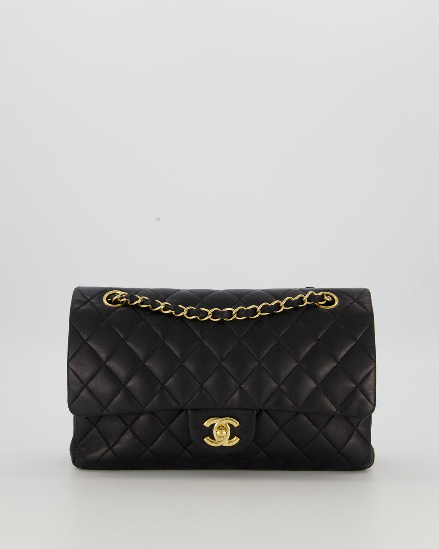 Chanel Black Medium Classic Double Flap Bag in Lambskin Leather with Gold Hardware