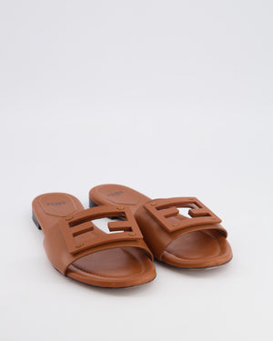 Fendi Brown Leather Baguette Flat Mules Size 38 RRP £560