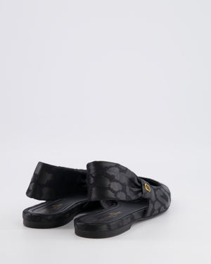 Christian Dior Black Leopard Mizza Slingback with Gold Logo Size 38