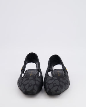Christian Dior Black Leopard Mizza Slingback with Gold Logo Size 38
