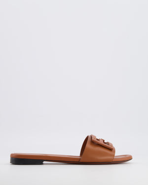 Fendi Brown Leather Baguette Flat Mules Size 38 RRP £560
