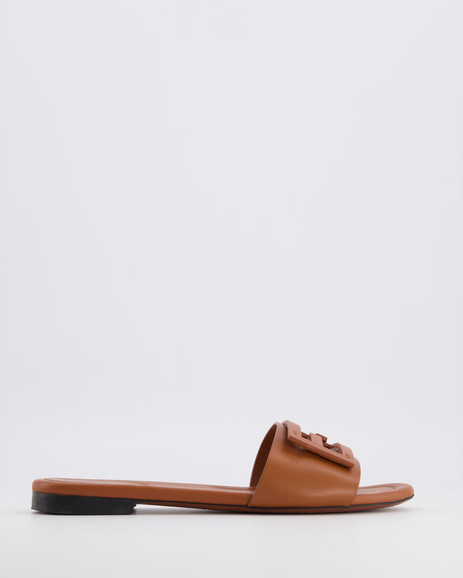 Fendi Brown Leather Baguette Flat Mules Size 38 RRP £560