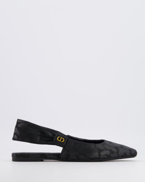 Christian Dior Black Leopard Mizza Slingback with Gold Logo Size 38