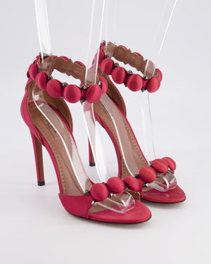 Alaia Raspberry Satin La Bombe Heeled Sandals Size 38 RRP £850