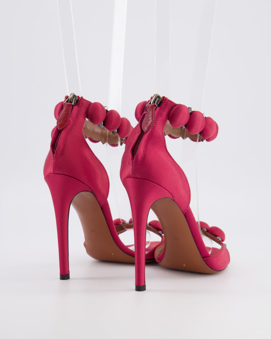 Alaia Raspberry Satin La Bombe Heeled Sandals Size 38 RRP £850