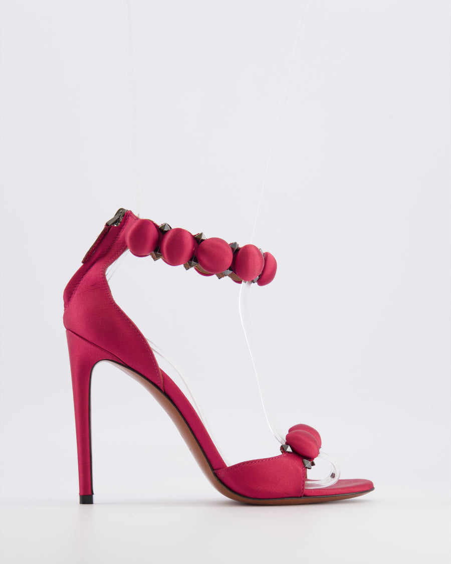 Alaia Raspberry Satin La Bombe Heeled Sandals Size 38 RRP £850