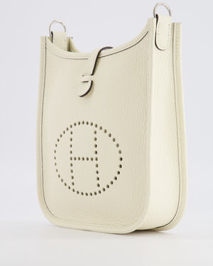 Hermès Mini Evelyne Amazone Bag in Cream Clemence Leather with Palladium Hardware