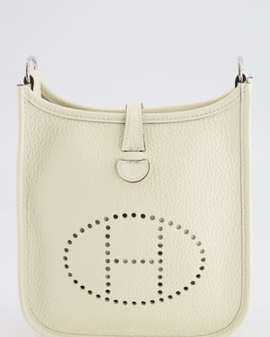Hermès Mini Evelyne Amazone Bag in Cream Clemence Leather with Palladium Hardware