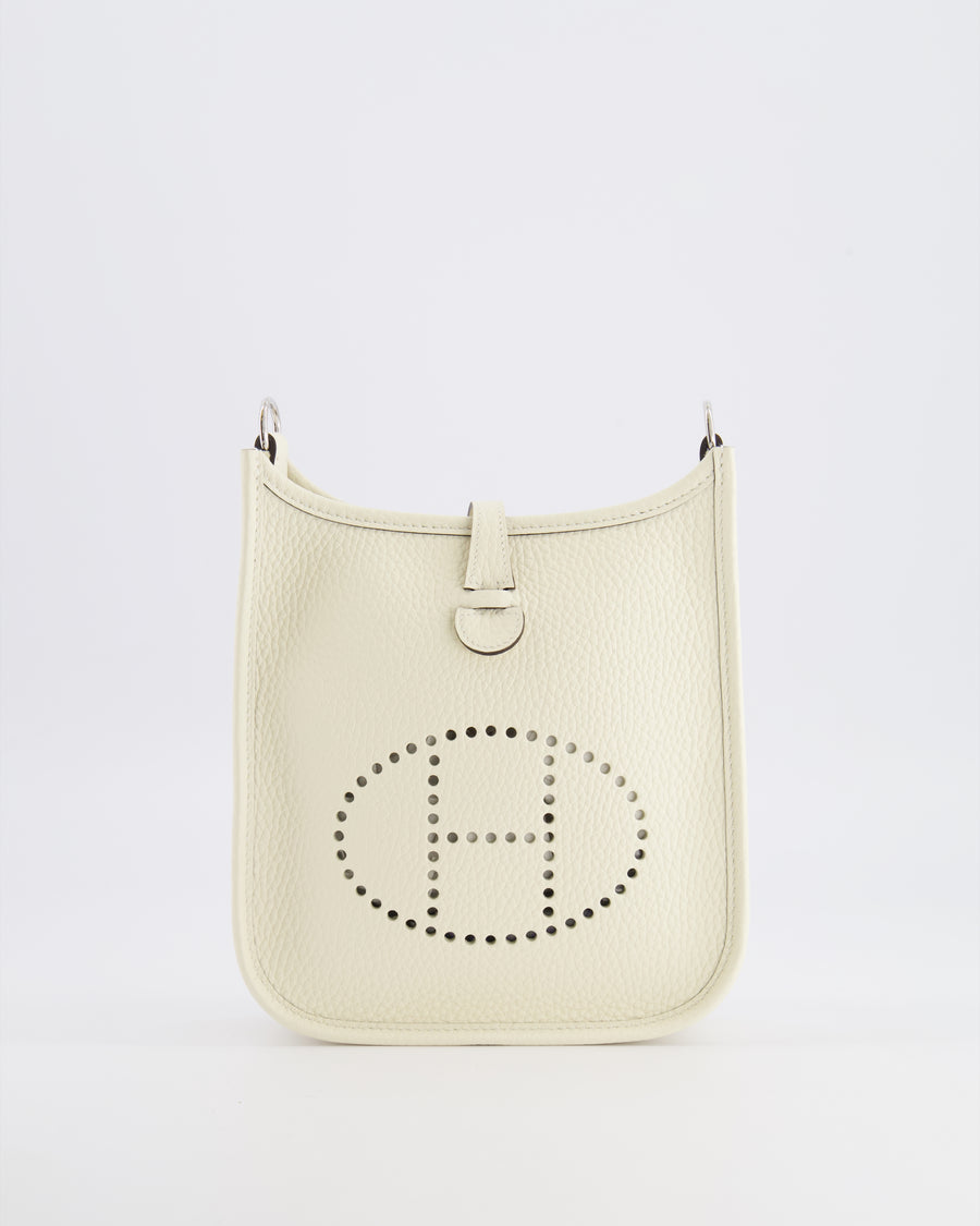 Hermès Mini Evelyne Amazone Bag in Cream Clemence Leather with Palladium Hardware