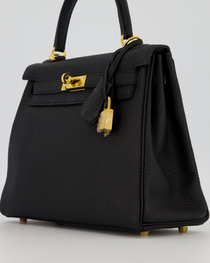 Hermès Kelly 25 Retourne Bag in Noir Togo Leather with Gold Hardware