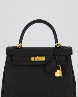Hermès Kelly 25 Retourne Bag in Noir Togo Leather with Gold Hardware