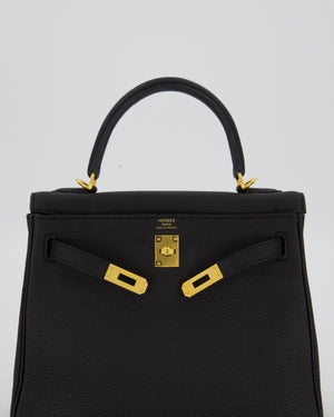 Hermès Kelly 25 Retourne Bag in Noir Togo Leather with Gold Hardware