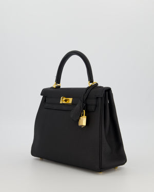 Hermès Kelly 25 Retourne Bag in Noir Togo Leather with Gold Hardware