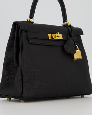 Hermès Kelly 25 Retourne Bag in Noir Togo Leather with Gold Hardware