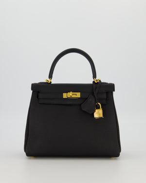 Hermès Kelly 25 Retourne Bag in Noir Togo Leather with Gold Hardware