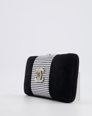 *RARE* Chanel 2015 Paris-Dubai Black Suede Strass Crystal Clutch Bag with Crystal Embellished CC Logo
